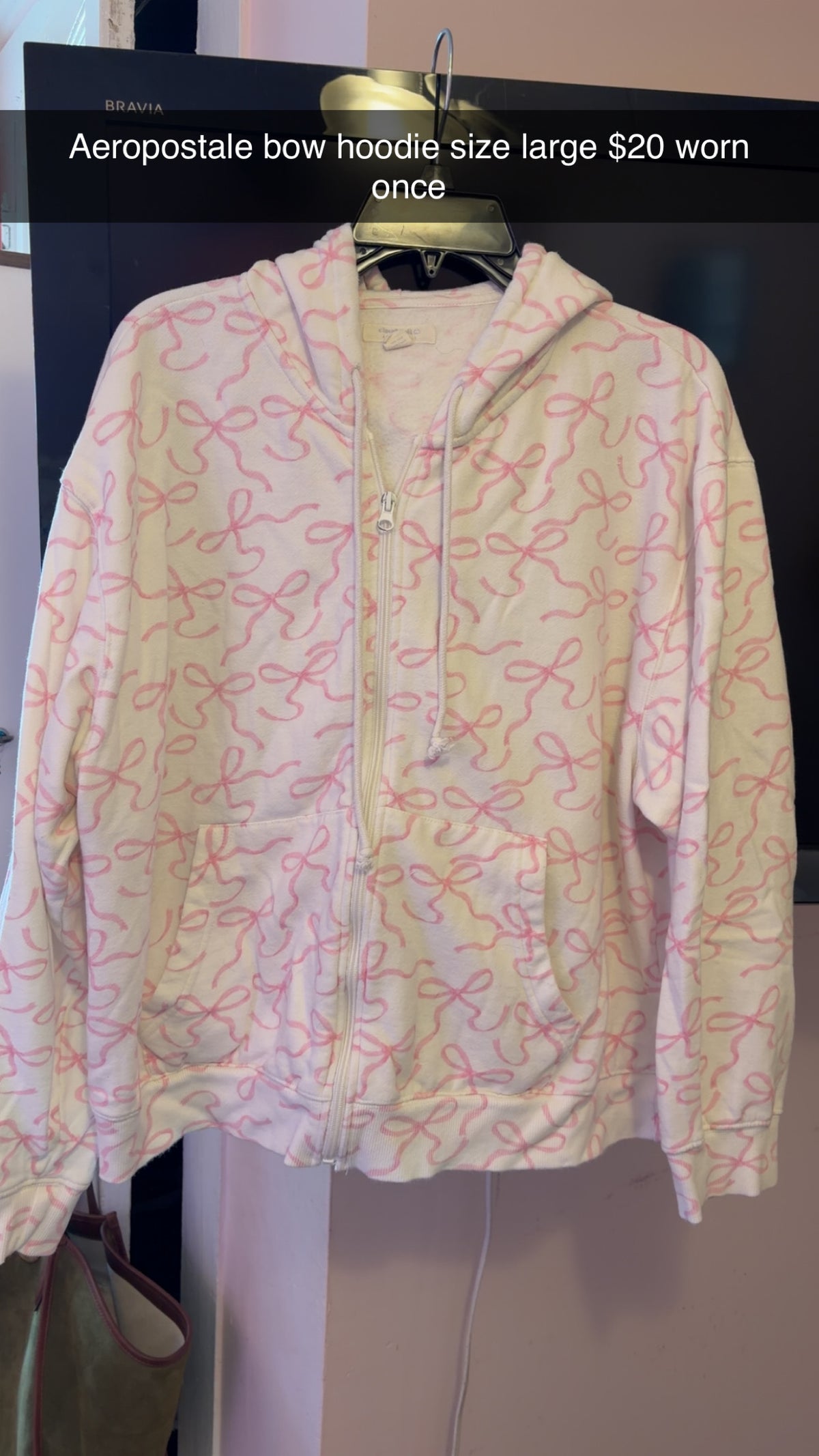Aeropostale Bow Zip Up Hoodie Large
