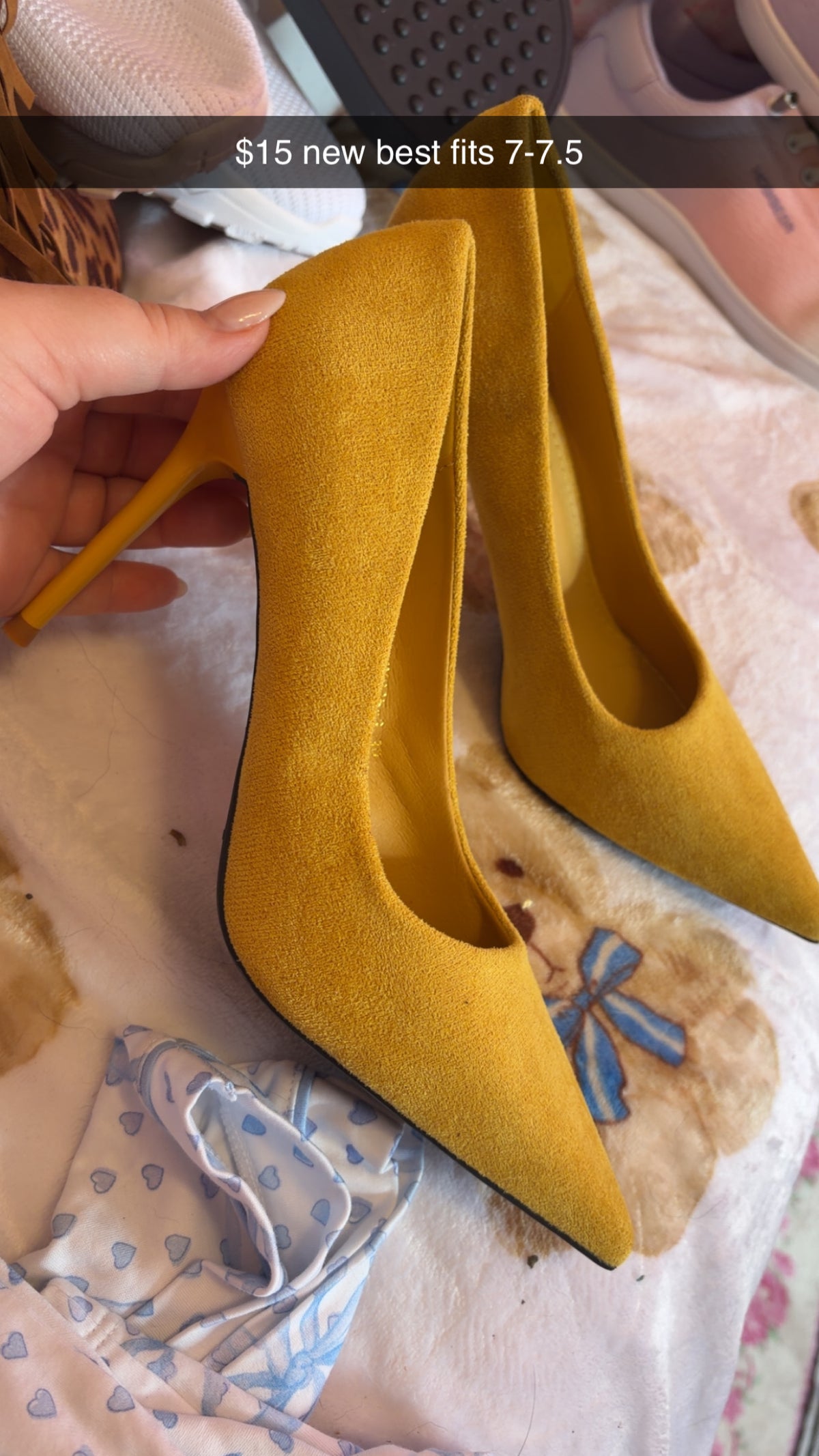 Mustard Suede Women’s Heels NEW 7.5