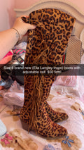 Women’s 8 Tall Ella Leopard Boots Adjustable Calf NEW