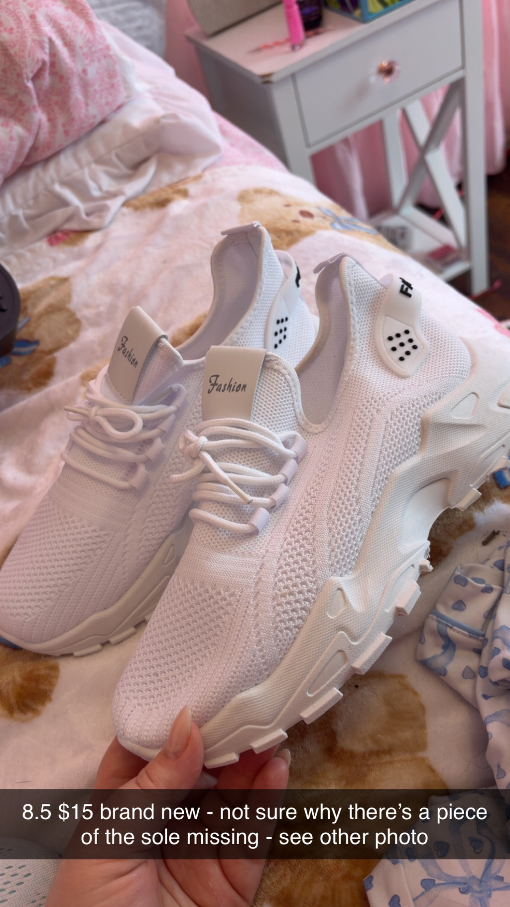 All white Boutique Brand Sneakers 8.5 women’s NEW WITH DEFECT - see pics